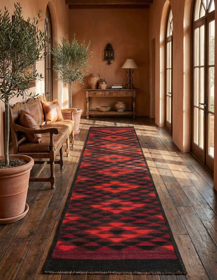 Detail image of 1' 11 x 14'  Hand Woven Kilim Fars Wool Runner Rug