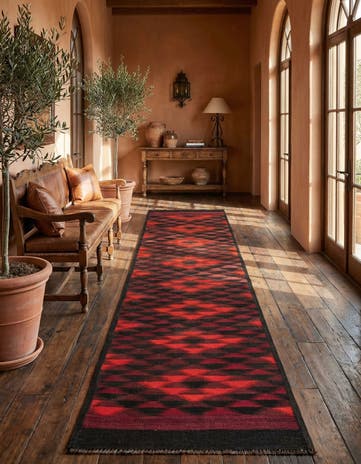 1' 11 x 14' Hand Woven Kilim Fars Wool Runner Rug