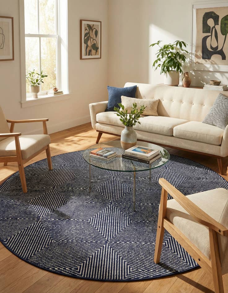 Detail image of 7' 10 x 7' 10 Easy-Clean Sabrina Soto Indoor / Outdoor Round Rug
