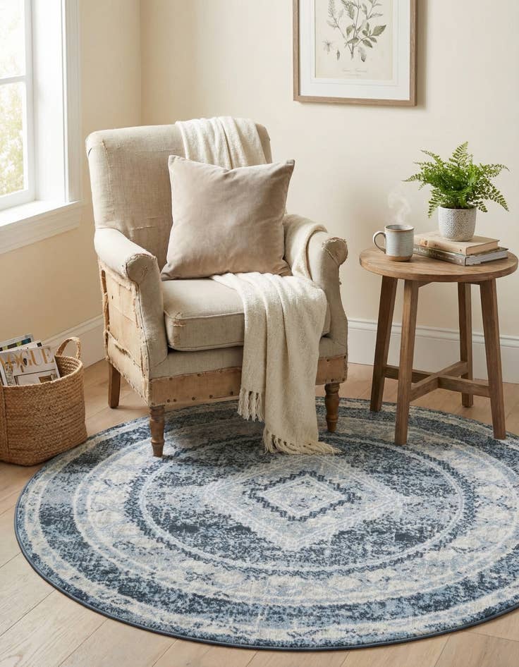 Detail image of 3' 3 x 3' 3 Kamala Washable Round Rug