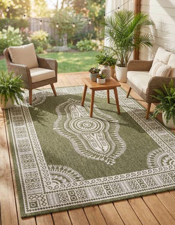 9' x 12' Easy-Clean Traditional Indoor / Outdoor Rug