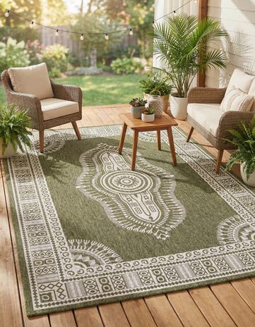 9' x 12' Easy-Clean Traditional Indoor / Outdoor Rug