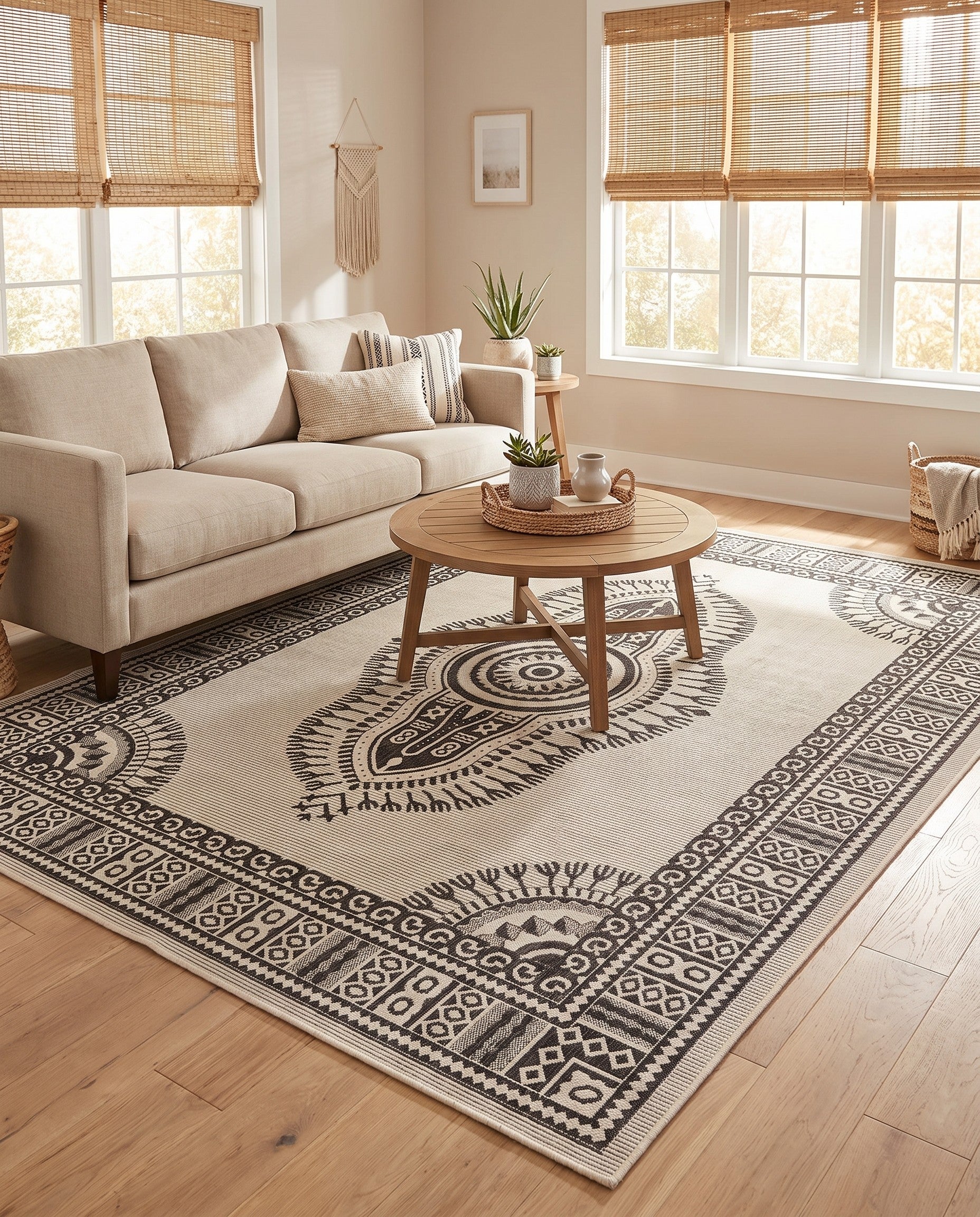 7' 10 x 10' Easy-Clean Traditional Indoor / Outdoor Rug