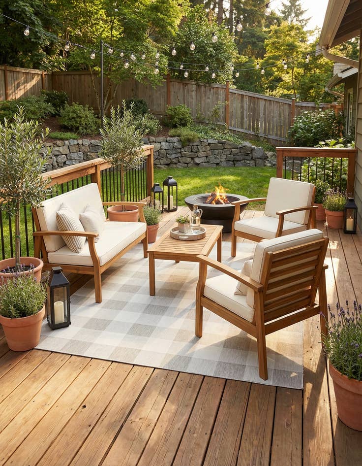 Detail image of 9' x 12' Easy-Clean Checkered Indoor / Outdoor Rug