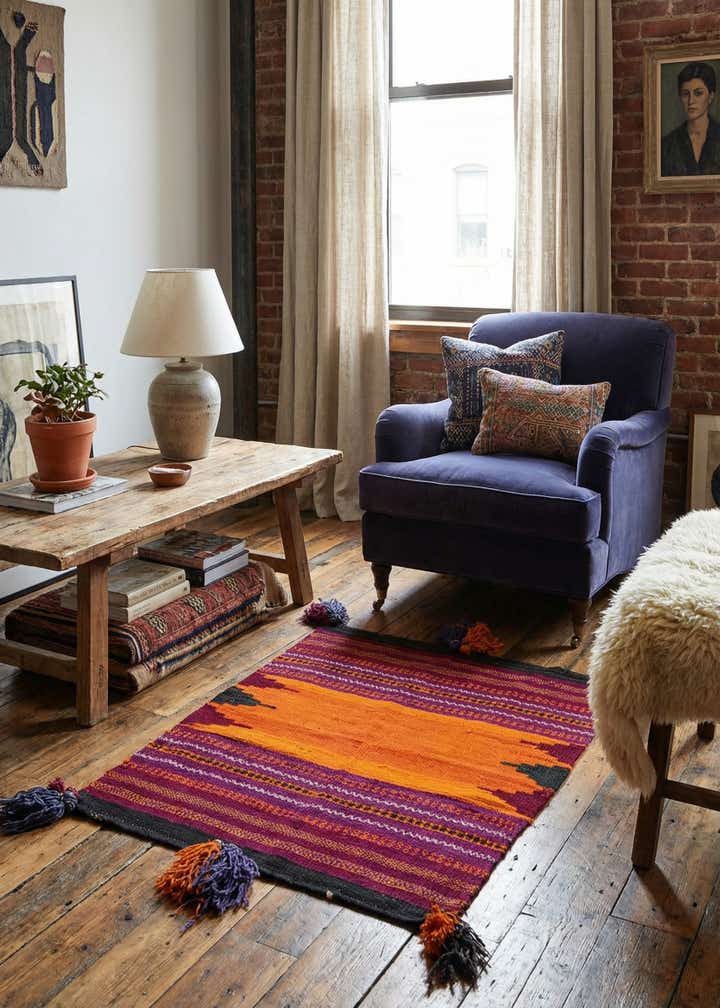 2' 10 x 3' 9 Hand Woven Kilim Afghan Wool Square Rug