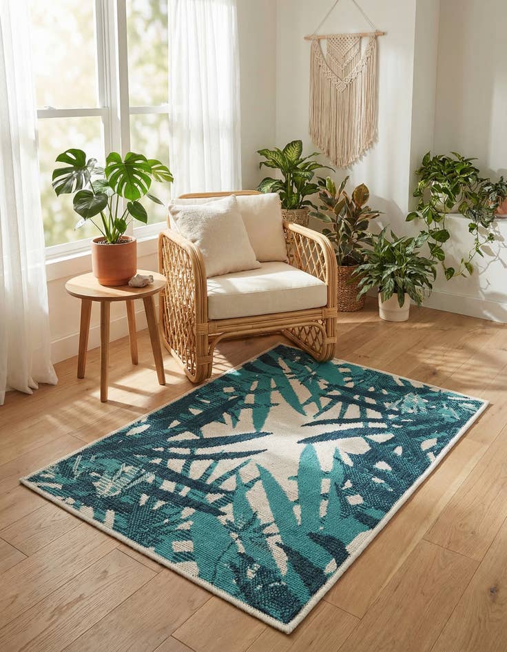 Detail image of 2' x 3'  Washable Botanical Indoor / Outdoor Rug