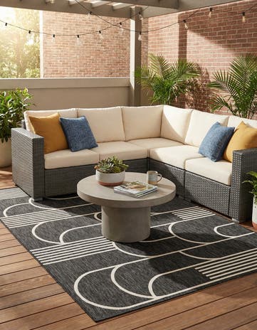 6' x 9' Easy-Clean Modern Indoor / Outdoor Rug
