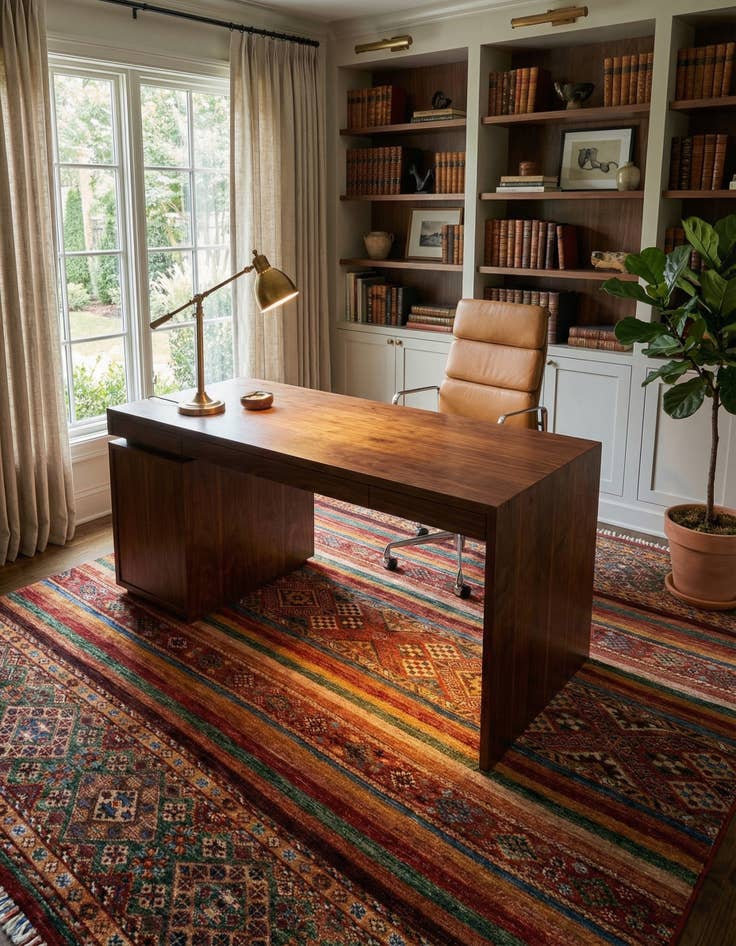 Detail image of 4' 11 x 6' 8 Torkman Wool Rug