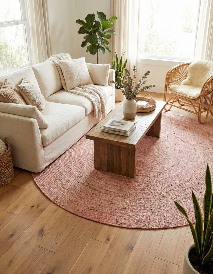 Detail image of  8' x 8'  Hand Braided Jute Round Rug