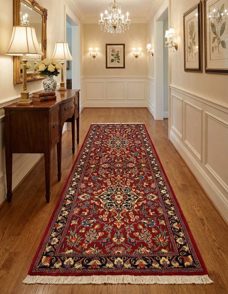 Detail image of  2' 9 x 6' 6  Hand Knotted Qom Persian Runner Rug