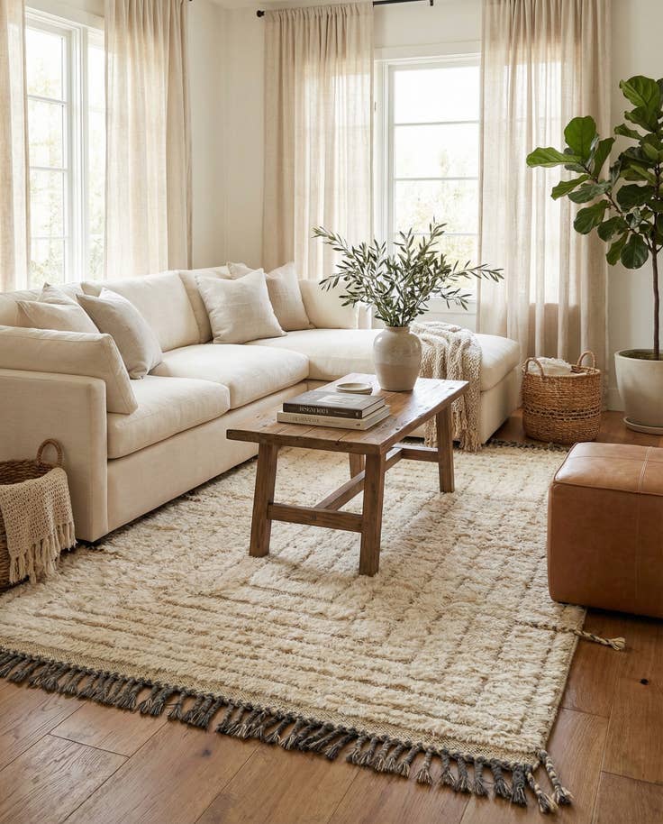 Detail image of 5' 4 x 6' 8 Hand Knotted Moroccan Wool Rug