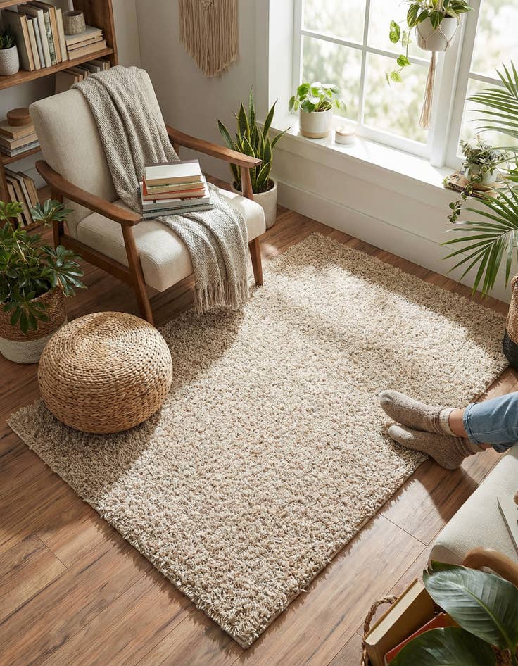 Detail image of 3' 3 x 5' 3 Comfort Solid Shag Rug