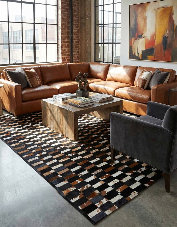 Detail image of  8' 3 x 10' Cowhide - Patchwork Rug