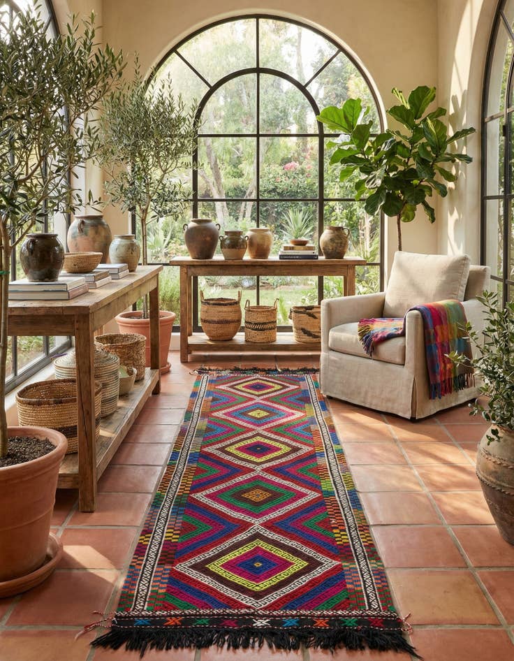 Detail image of 2' 3 x 8' 6 Hand Knotted Kilim Fars Persian Wool Runner Rug