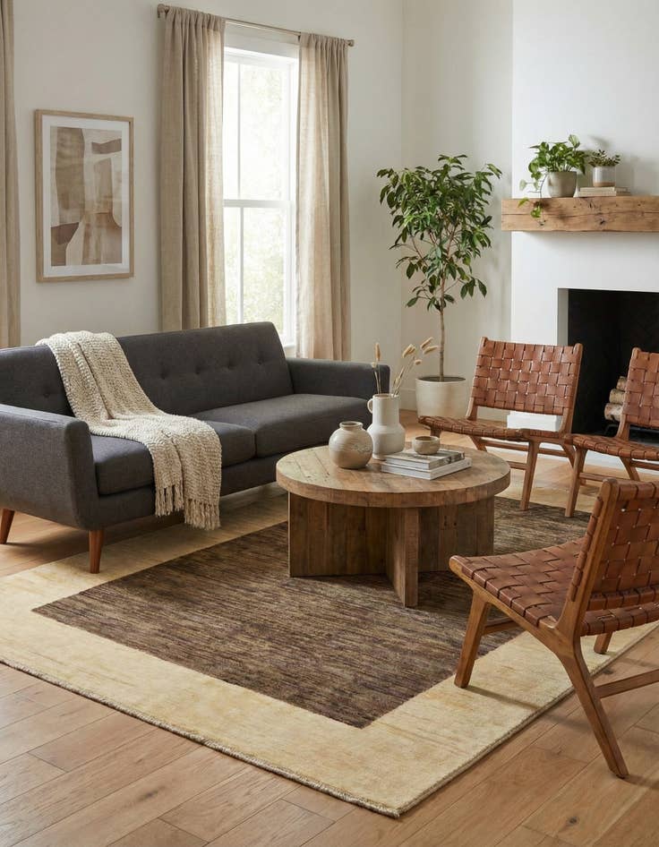 Detail image of 4' x 5' 8  Hand Knotted Modern Ziegler Rug