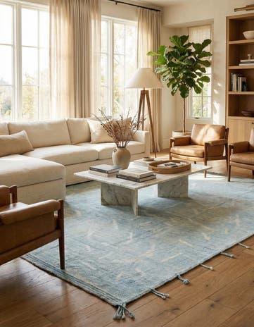 9' x 11' 4 Hand Knotted Moroccan Wool Rug