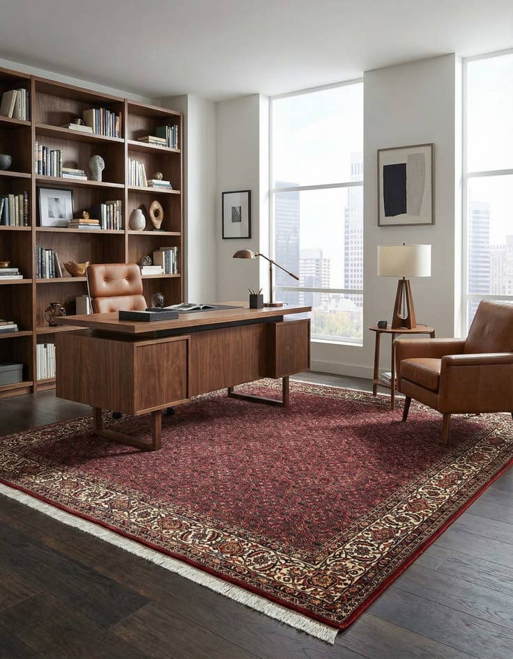 Detail image of 6' 8 x 6' 10 Bidjar With Silk Square Rug