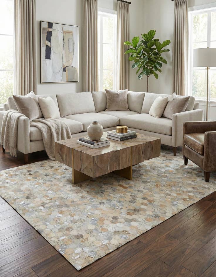 Detail image of 5' 1 x 7' 10 Cowhide Leather Rug