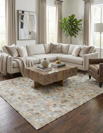 5' 1 x 7' 10 Cowhide Leather Rug
