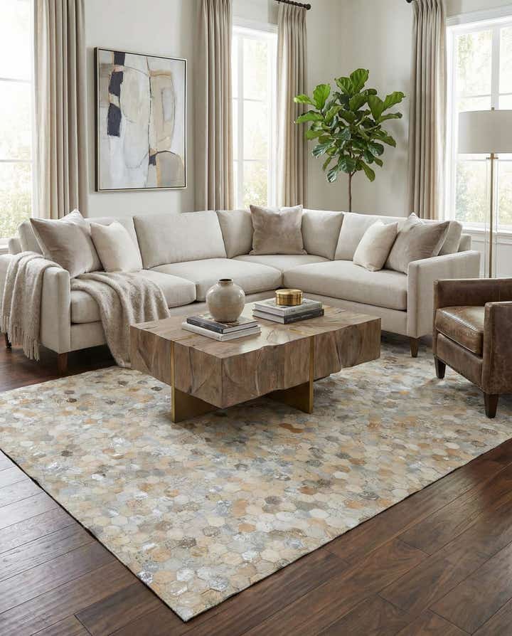 5' 1 x 7' 10 Cowhide Leather Rug