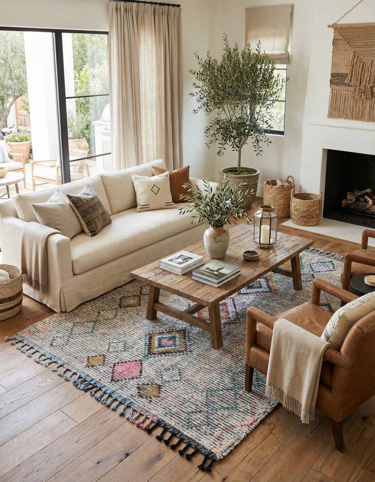 Detail image of 5' 8 x 8' 3  Hand Knotted Moroccan Wool Rug