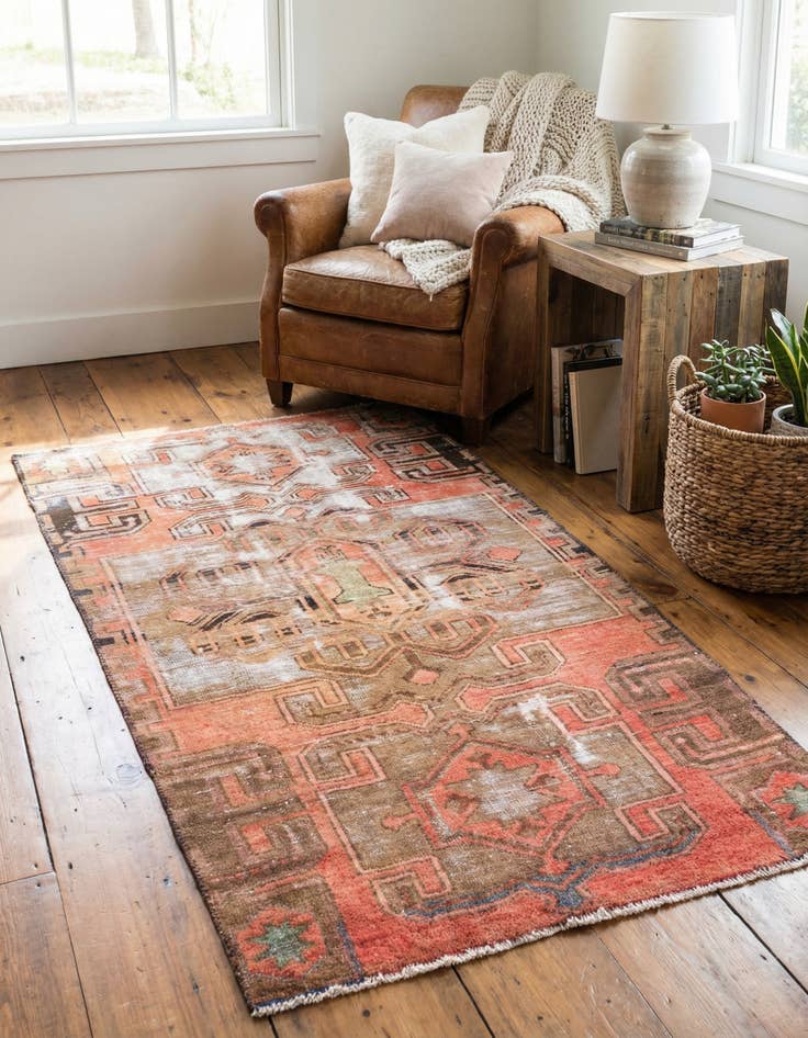 Detail image of 3' 1 x 6'  Hand Knotted Ultra Vintage Persian Wool Runner Rug