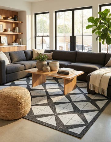 9' x 12' Easy-Clean Modern Indoor / Outdoor Rug