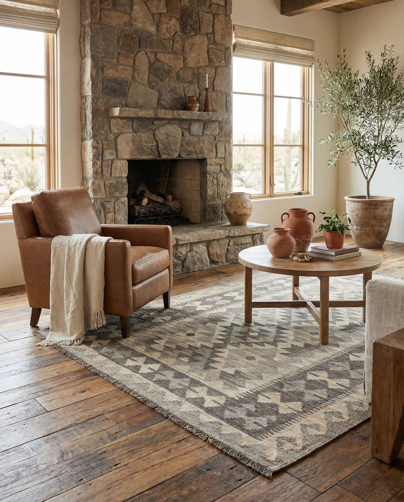 4' 1 x 5' 11 Hand Woven Kilim Maymana Wool Rug