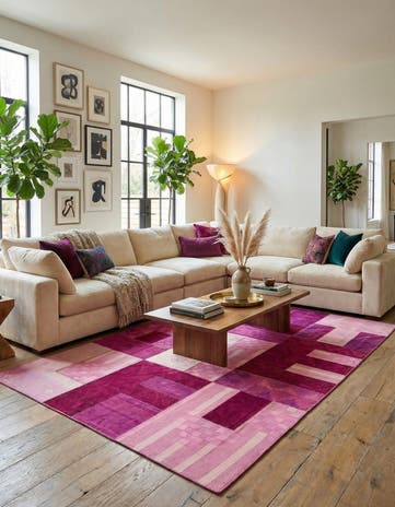 7' 3 x 10' Hand Woven Patchwork Wool Rug