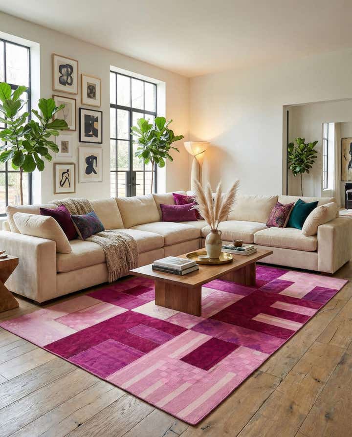 7' 3 x 10' Hand Woven Patchwork Wool Rug