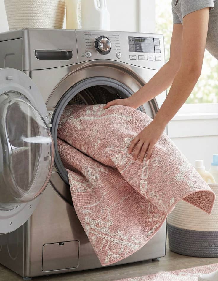 Detail image of  4' x 4'  Washable Bohemian Indoor / Outdoor Round Rug