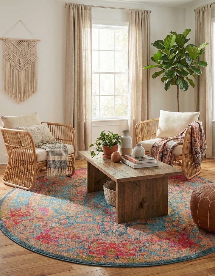 8' x 8' Washable Fleur Round Rug