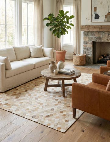 4' 6 x 6' 7 Cowhide Stocks Rug