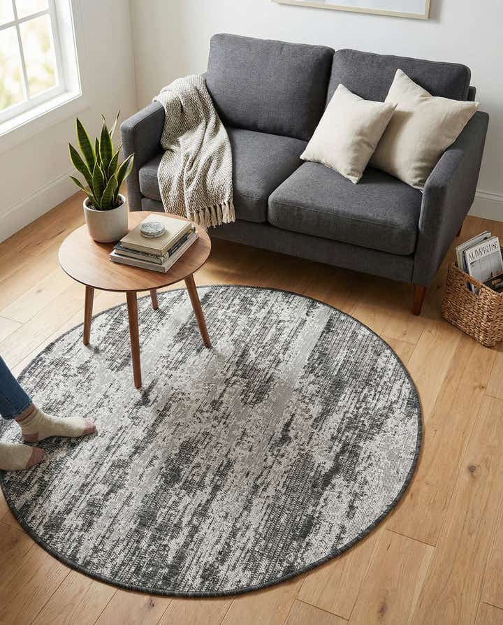 4' x 4' Easy-Clean Modern Indoor / Outdoor Round Rug