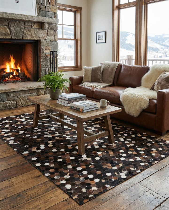 5' x 7' 10 Cowhide Leather Rug