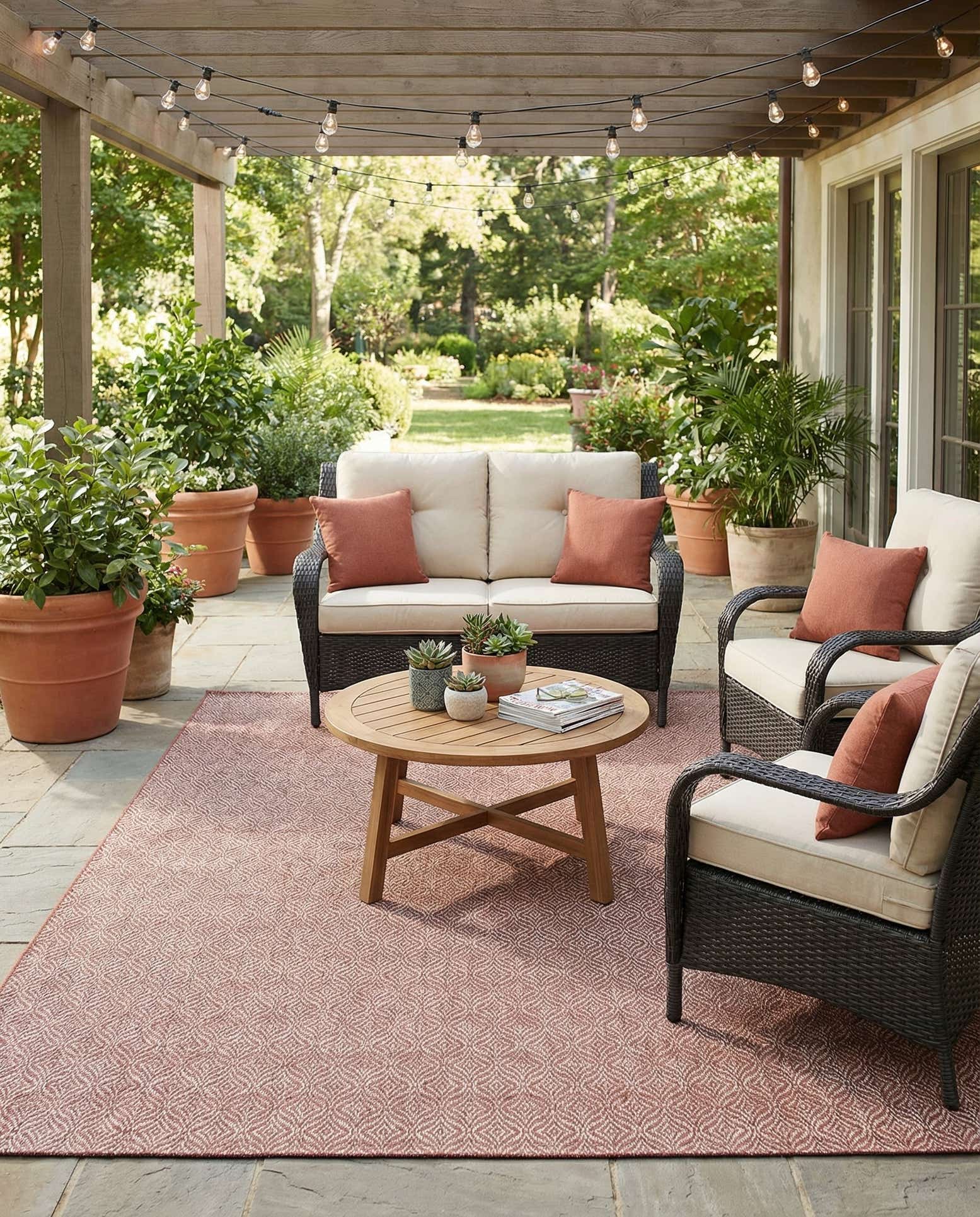 9' x 12' Easy-Clean Lattice Indoor / Outdoor Rug