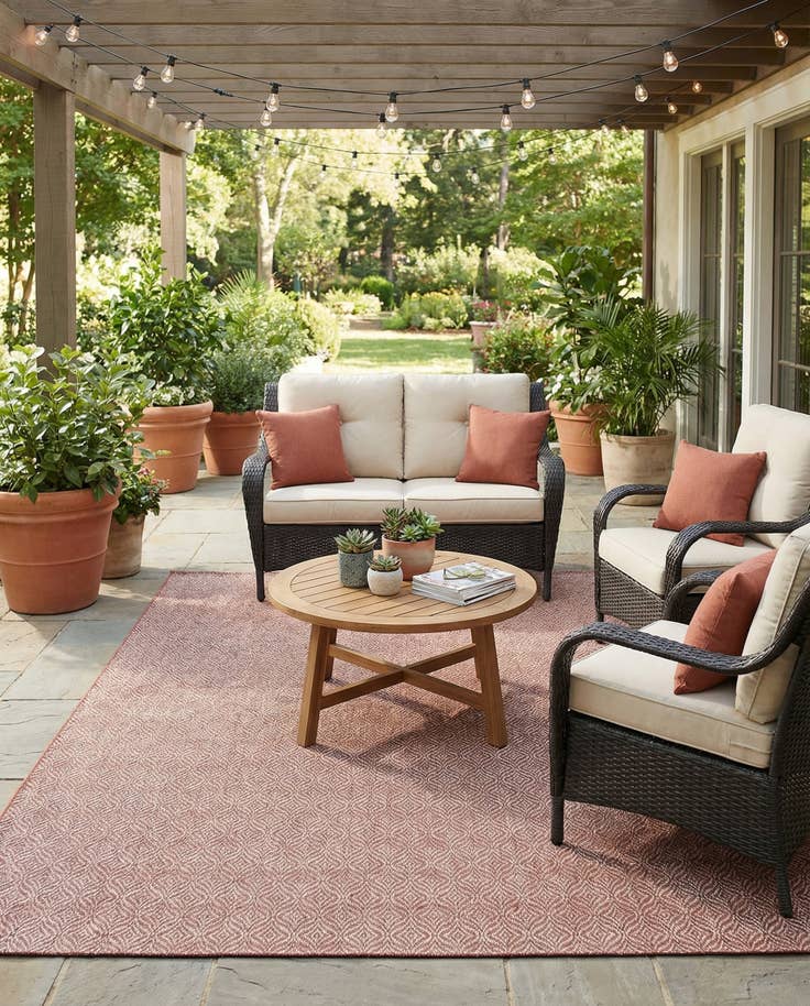 Detail image of 9' x 12' Easy-Clean Trellis Indoor / Outdoor Rug