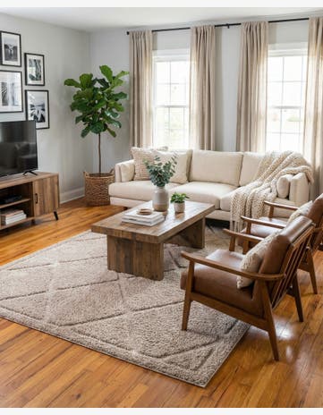 Beige Lattice Shag Rug