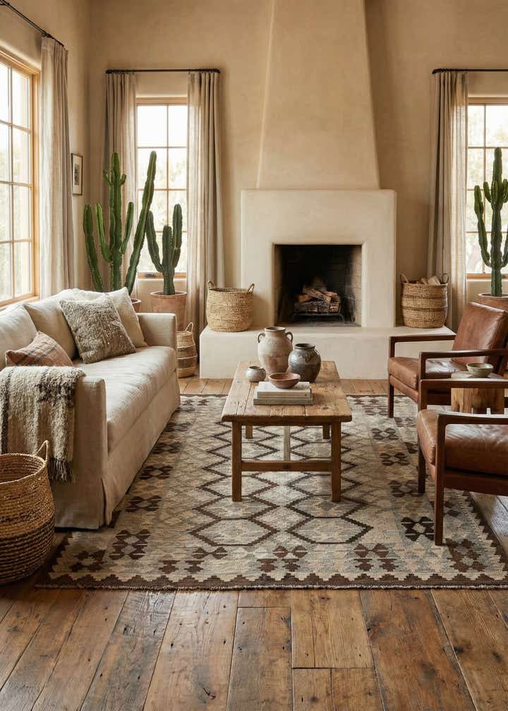 5' 1 x 6' 7 Hand Woven Kilim Maymana Wool Rug