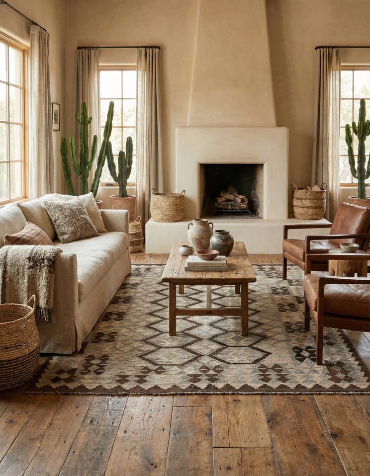 Detail image of 5' 1 x 6' 7 Hand Woven Kilim Maymana Wool Rug