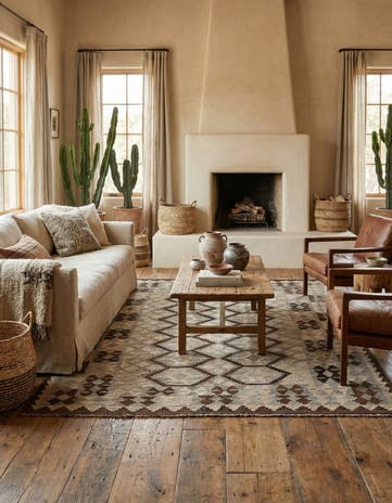 5' 1 x 6' 7 Hand Woven Kilim Maymana Wool Rug
