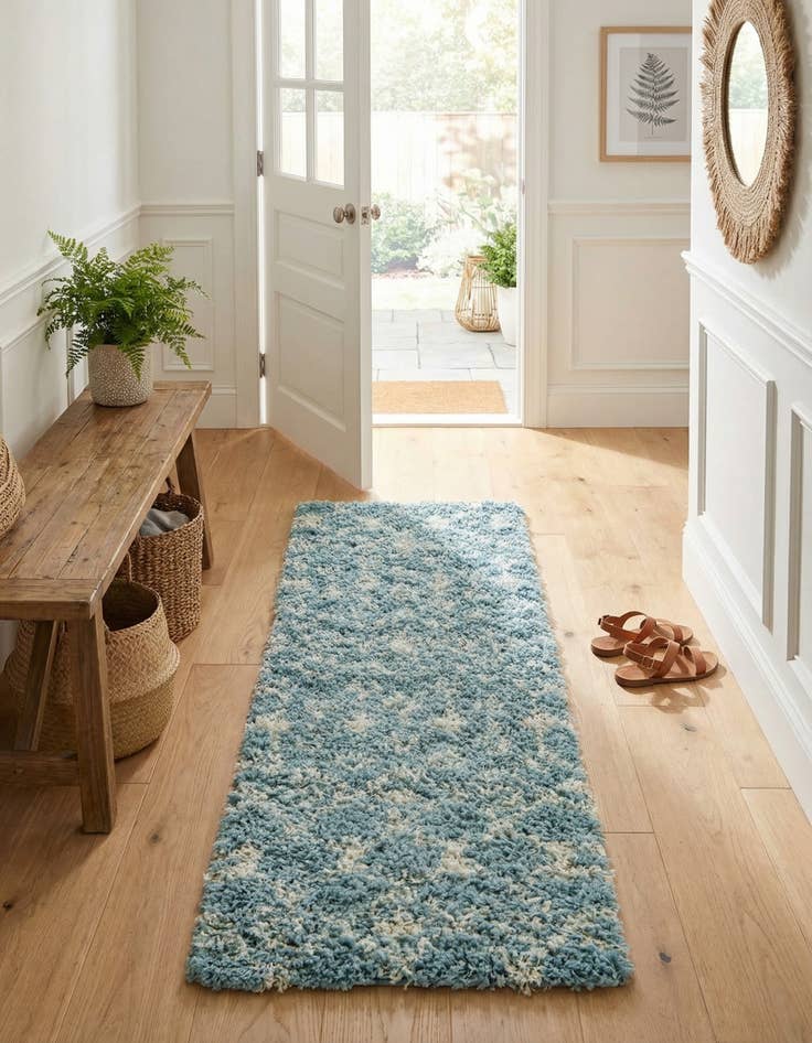 Detail image of 2' x 5' Moroccan Trellis Shag Runner Rug