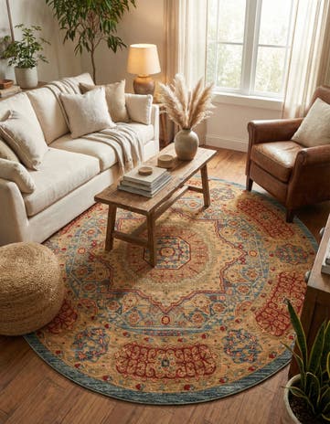 Light Blue Amina Round Rug