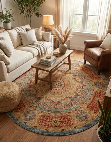 Light Blue Amina Round Rug