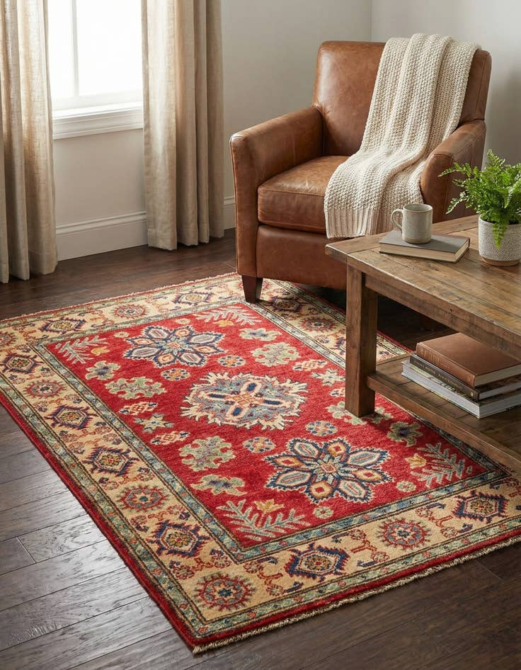 Detail image of 3' 4 x 5'  Hand Knotted Kazak Rug