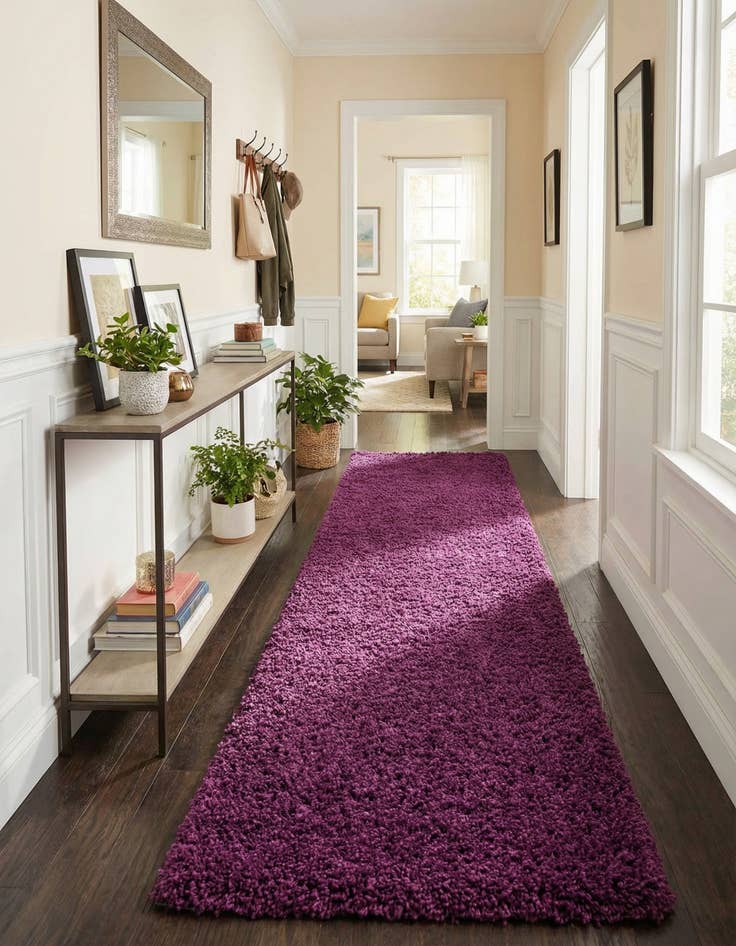 Detail image of  2' 7 x 19' 8 Solid Shag Runner Rug