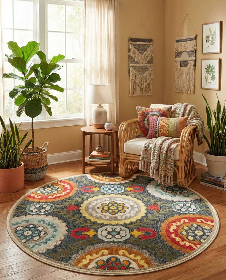 6' x 6' Easy-Clean Casablanca Indoor / Outdoor Round Rug