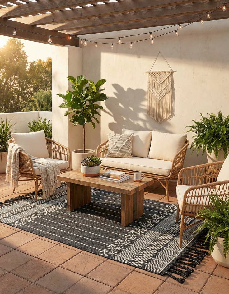 Detail image of 5' 1 x 8'  Washable Eco Bohemian Indoor / Outdoor Rug