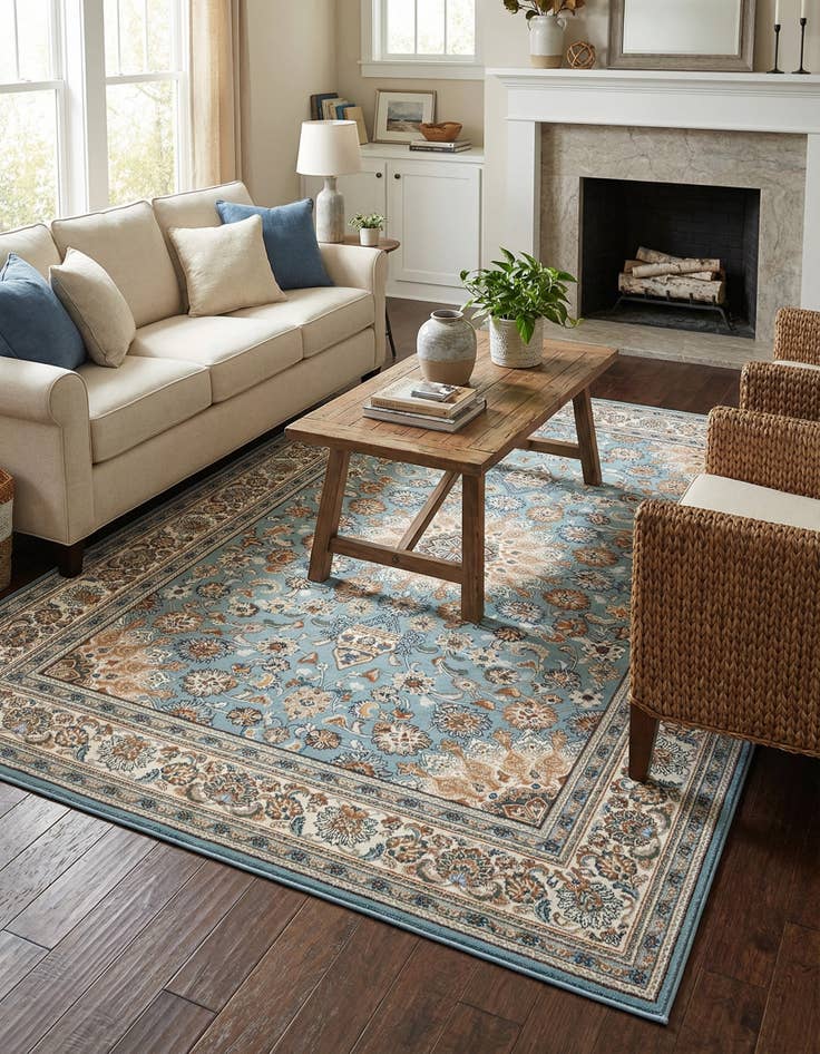 Detail image of  5' 3 x 8'  Washable Traditional Indoor / Outdoor Rug