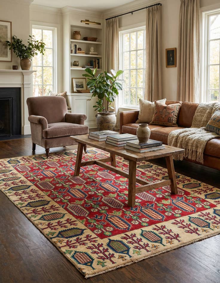 Detail image of 4' 10 x 7' 7  Hand Knotted Kazak Rug